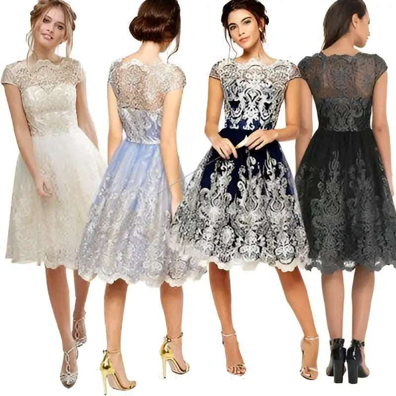 Elegant Lace Retro Mesh Dress