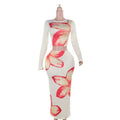 Elegant Slim Print Floral Top and Skirt Set