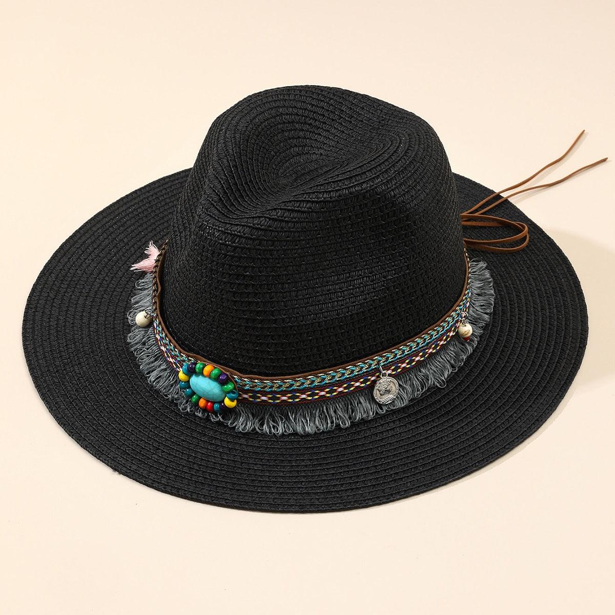 Elegant Tassel Beach Hats For Women Women's Bucket Sun Hat Max Sun Protection Holiday Hats Ladies Sun Hat Summer Straw Hats UV Protection Foldable Travel One Size Hat Modern Summer Fedoras For Party Stevvex