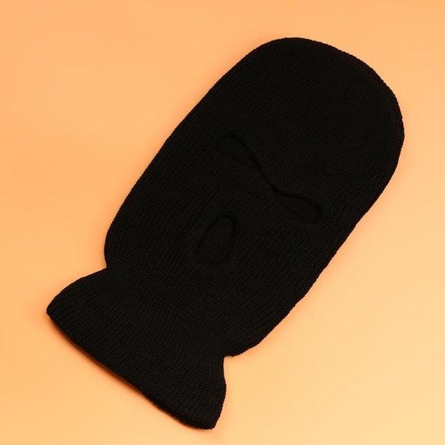 Embroidery Three-hole Balaclava Knit Hat Army Tactical CS Winter Ski Riding Mask Beanie Prom Party Mask Warm Mask Three 3 Hole Balaclava Knit Hat Ski Mask 3-Hole Knit Hat Full Face Cover Balaclava Hats Funny Party Embroidery Beanies Caps Stevvex