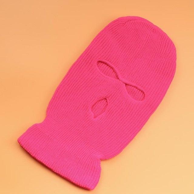 Embroidery Three-hole Balaclava Knit Hat Army Tactical CS Winter Ski Riding Mask Beanie Prom Party Mask Warm Mask Three 3 Hole Balaclava Knit Hat Ski Mask 3-Hole Knit Hat Full Face Cover Balaclava Hats Funny Party Embroidery Beanies Caps Stevvex
