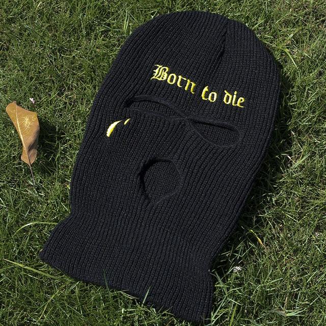 Embroidery Three-hole Balaclava Knit Hat Army Tactical CS Winter Ski Riding Mask Beanie Prom Party Mask Warm Mask Three 3 Hole Balaclava Knit Hat Ski Mask 3-Hole Knit Hat Full Face Cover Balaclava Hats Funny Party Embroidery Beanies Caps Stevvex