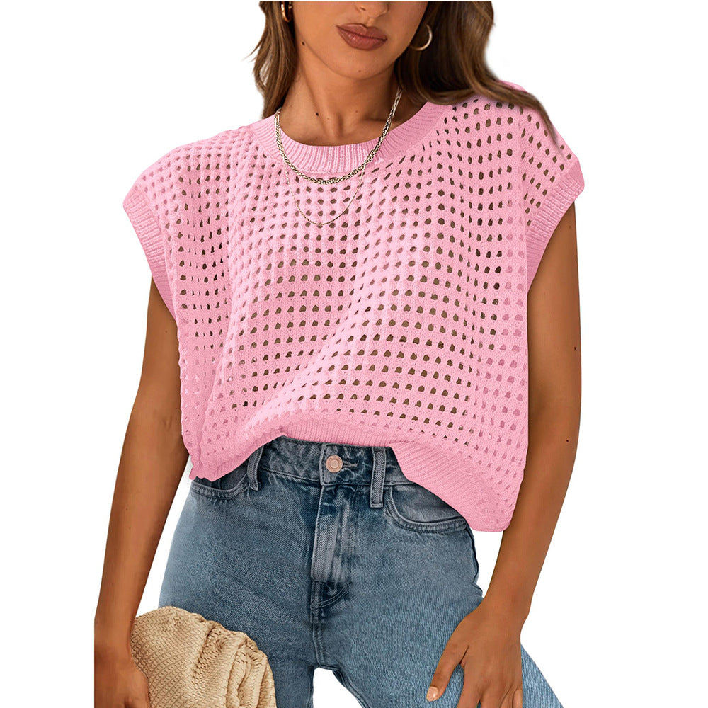 European and American women's round neck hollow top V.I.P Digital Presence