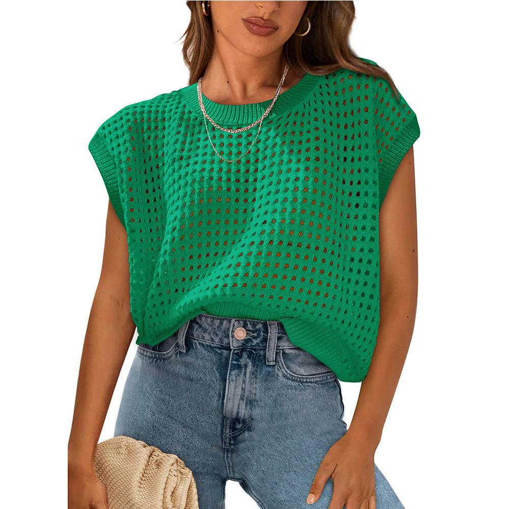 European and American women's round neck hollow top V.I.P Digital Presence