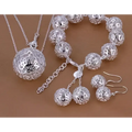 Exquisite Jewelry Silver Filigree Ball Pendant Set