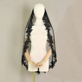 Exquisite Lace Black Veil with Pearls