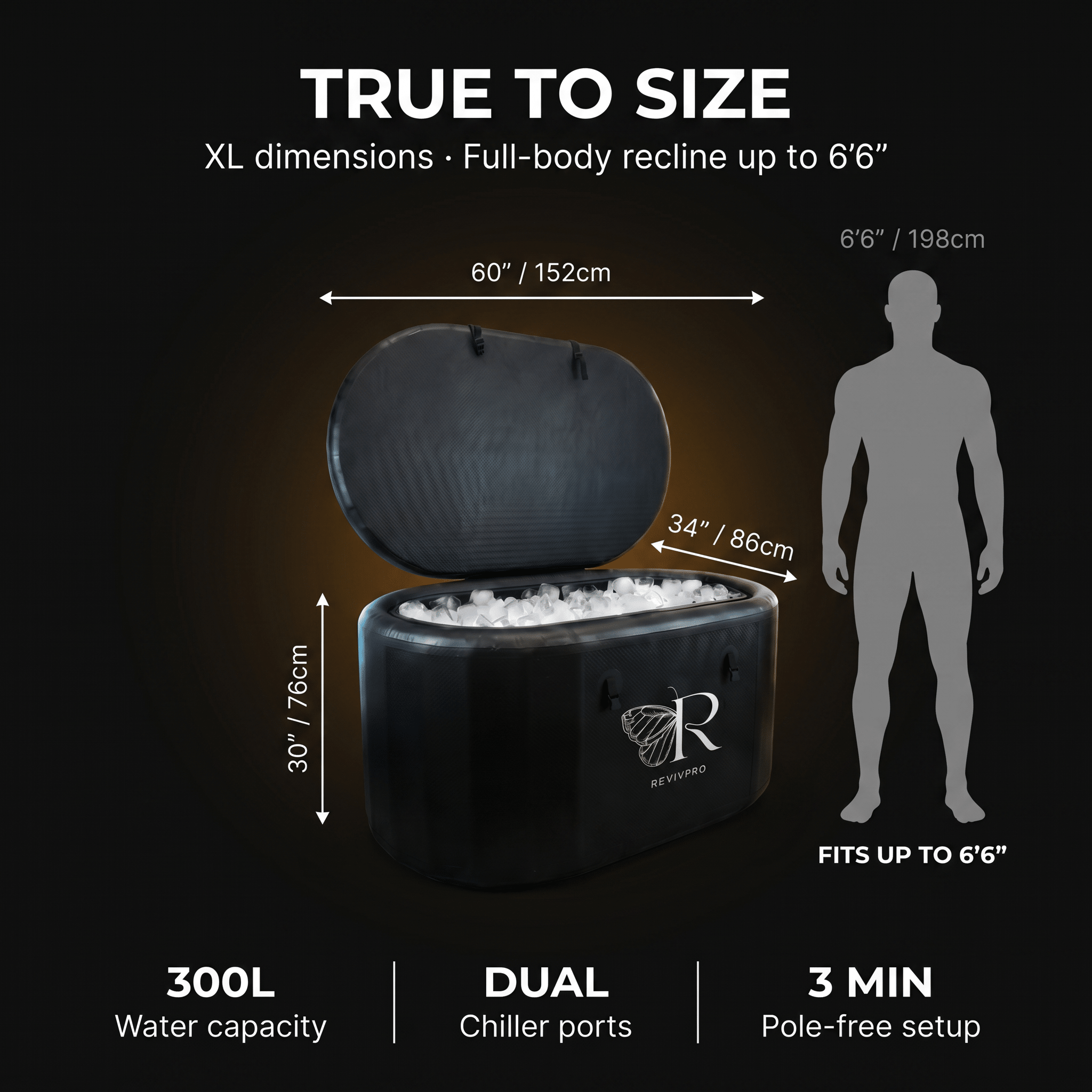 Extra Large Ice Bath Tub X Pro - Water Chiller Compatible Cold Plunge for Athletes RevivPro