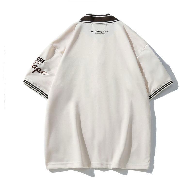BATHNIG APE Men's BASEBALL JERSEY S/S SHIRT Brown / Ivory / Green Banlieue91