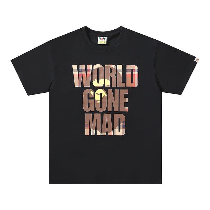 Bathing Ape Black World Gone Mad T-Shirt without Collar Banlieue91