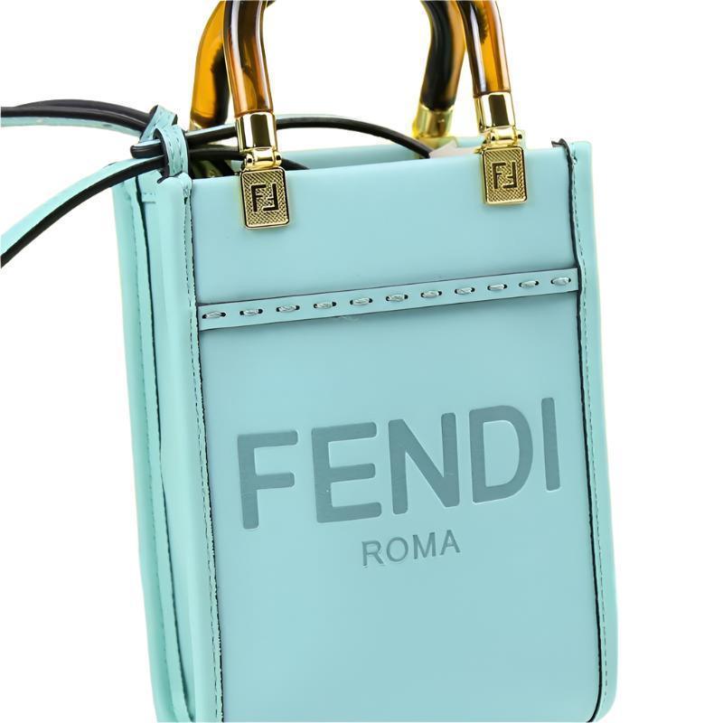 Fendi  Vitello King Plexiglass Logo Embossed Mini Fendi Sunshine Shopper Tote Banlieue91
