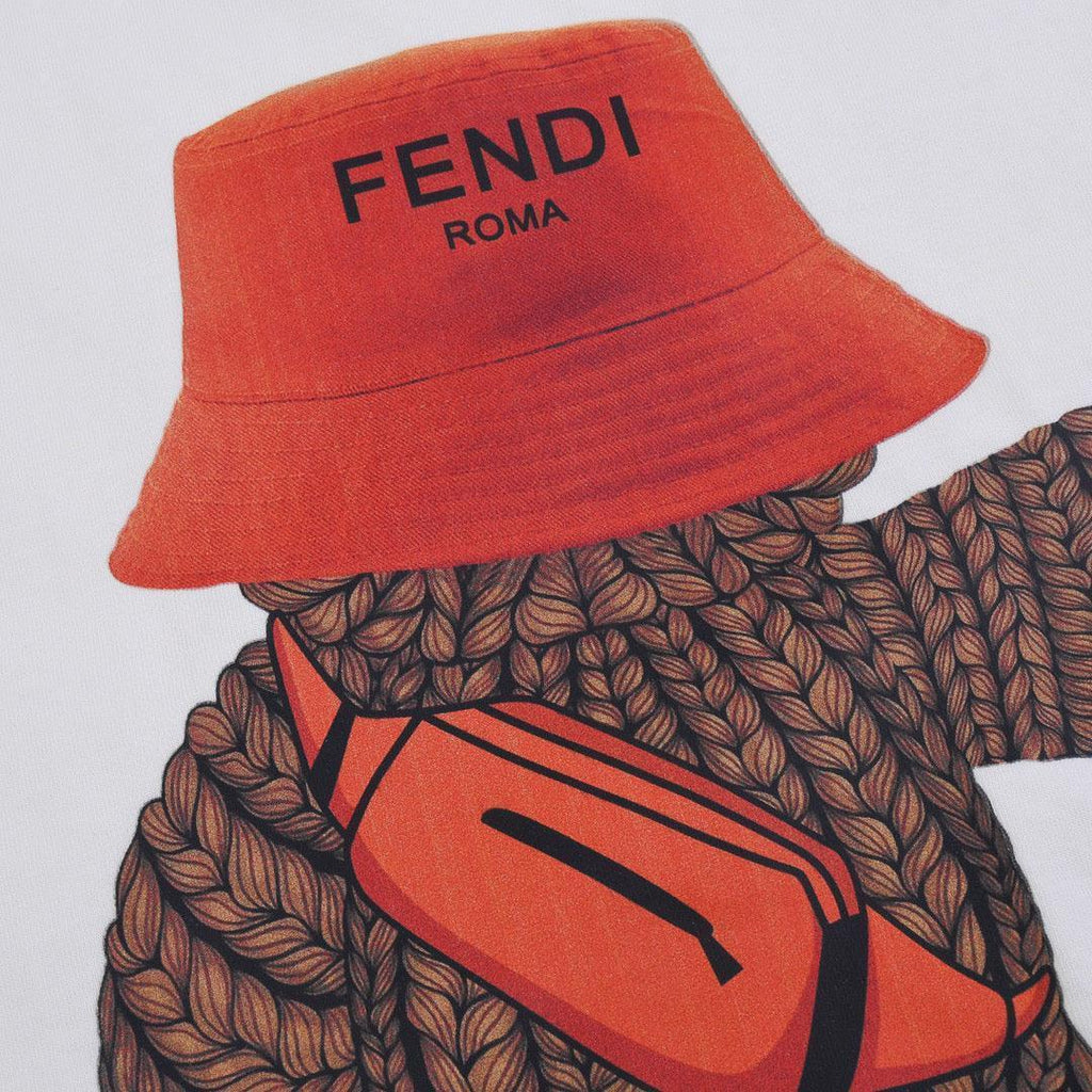 Fendi T-Shirt without Collar 'White-Orange' Banlieue91