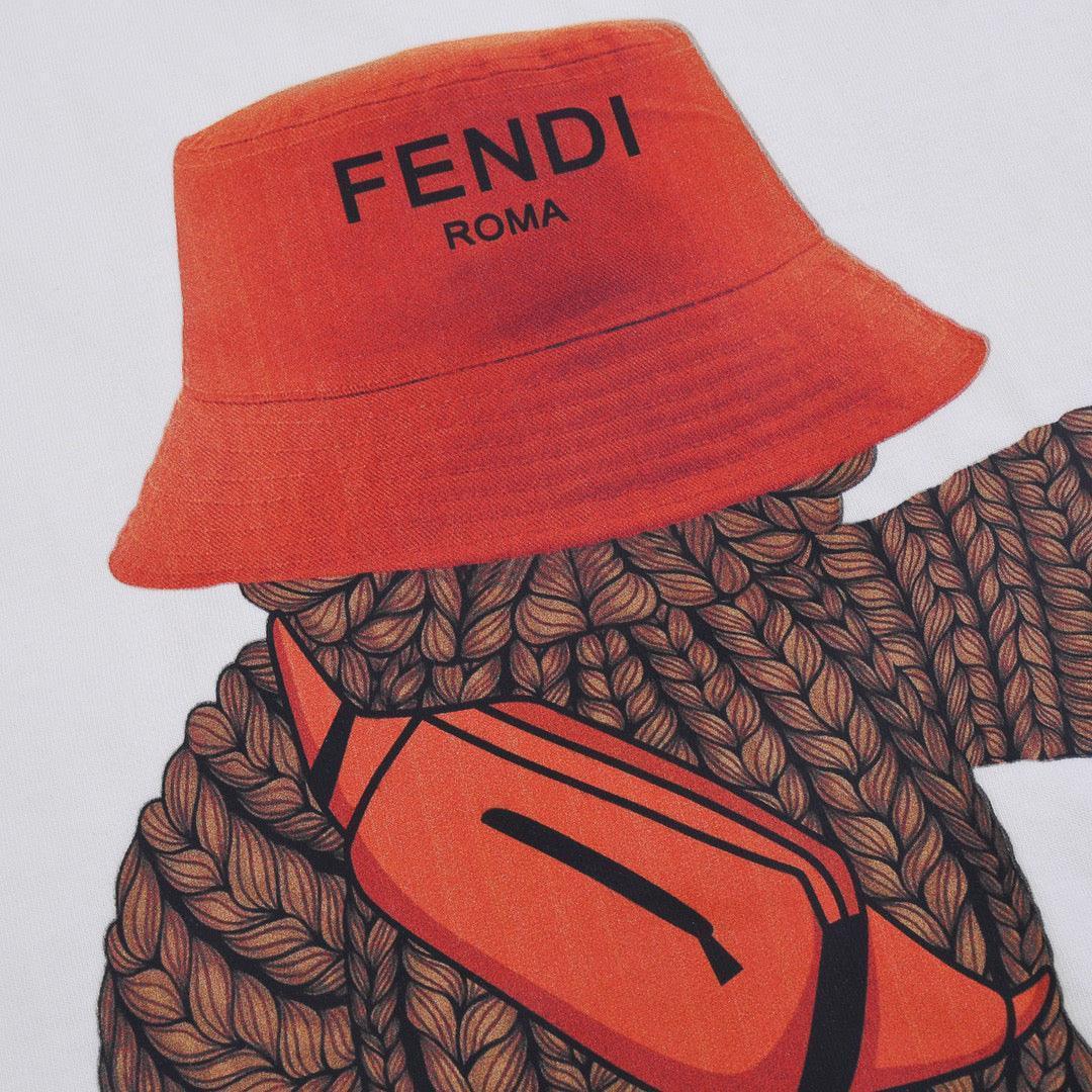 Fendi T-Shirt without Collar 'White-Orange' Banlieue91