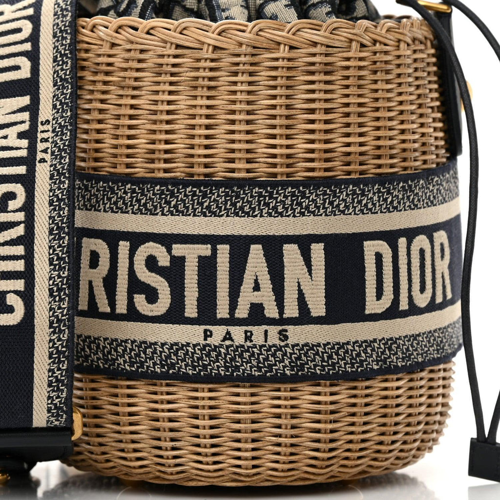 Christian Dior Wicker Oblique Drawstring Bucket Bag Banlieue91