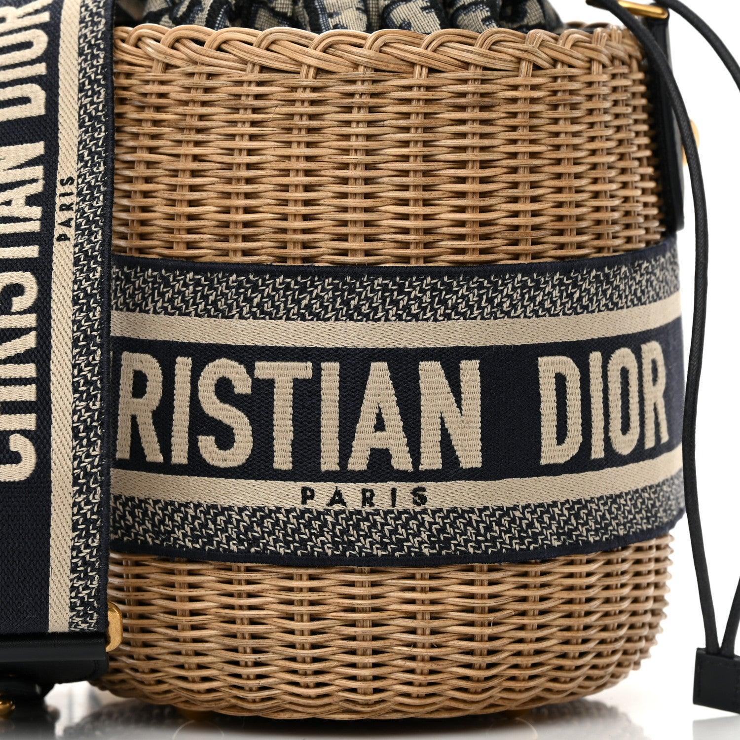 Christian Dior Wicker Oblique Drawstring Bucket Bag Banlieue91
