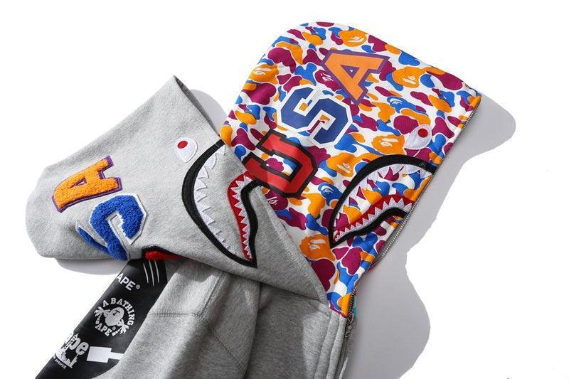BAPE ABC CAMO SHARK WIDE FIT FULL ZIP DOUBLE A Bathing Ape - Grey Banlieue91