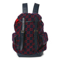 Gucci Covered Wool GG Monogram Small Double Buckle Backpack Navy Red Banlieue91