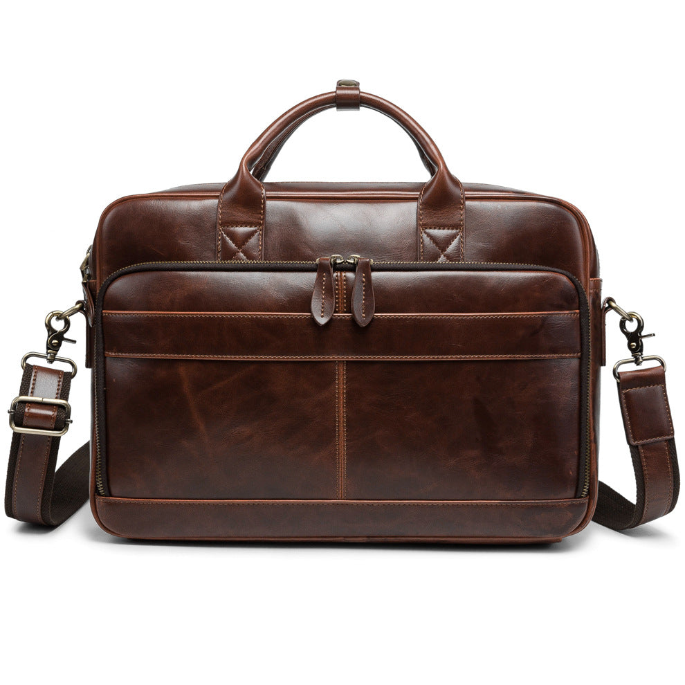 Horse Leather Men's Shoulder Bag Leather Laptop Men's Briefcase Portable Pi-Mart