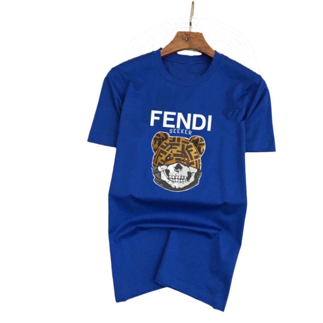 Fendi T-Shirt Head Bear without Collar 'Blue' Banlieue91