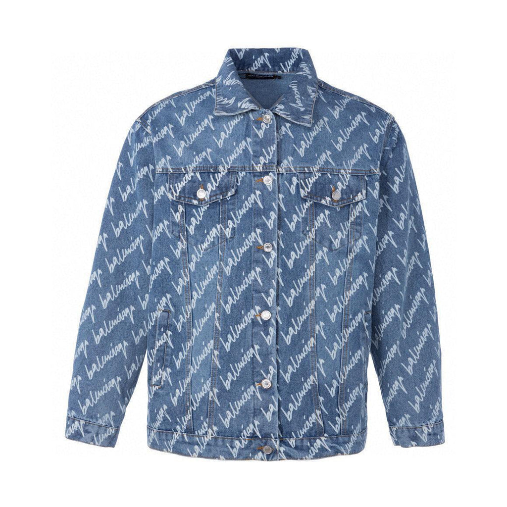 Balenciaga Logomania All Over Large Fit Jacket Blue Banlieue91