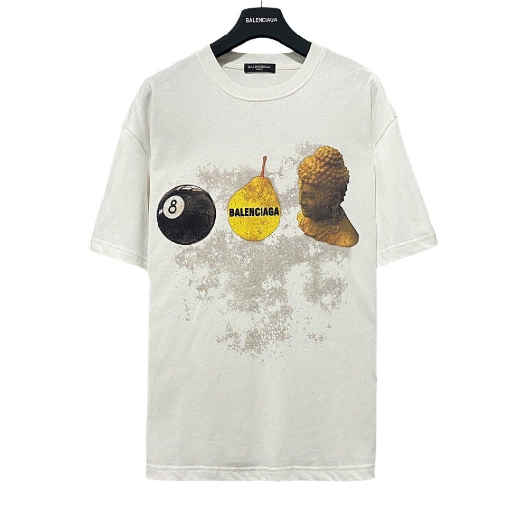 Balenciaga Cream T-Shirt Without Collar Banlieue91