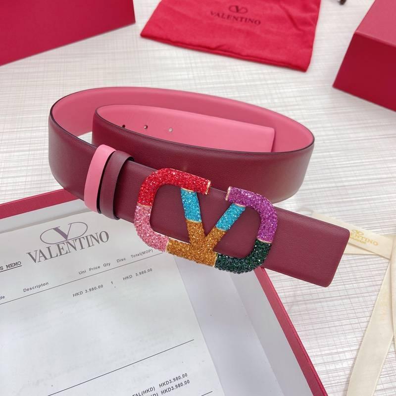 VALENTINO GARAVANI V logo Rainbow Reversible Leather Belt 'Pink/Brown' Banlieue91