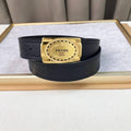 Prada Leather Belt Brushed Golden Buckle 'Black' Banlieue91