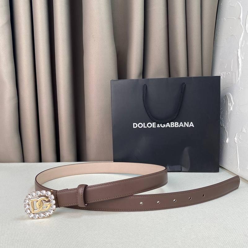 Dolce Gabbana Women Calfskin belt with bejeweled DG logo 'Beige' Banlieue91