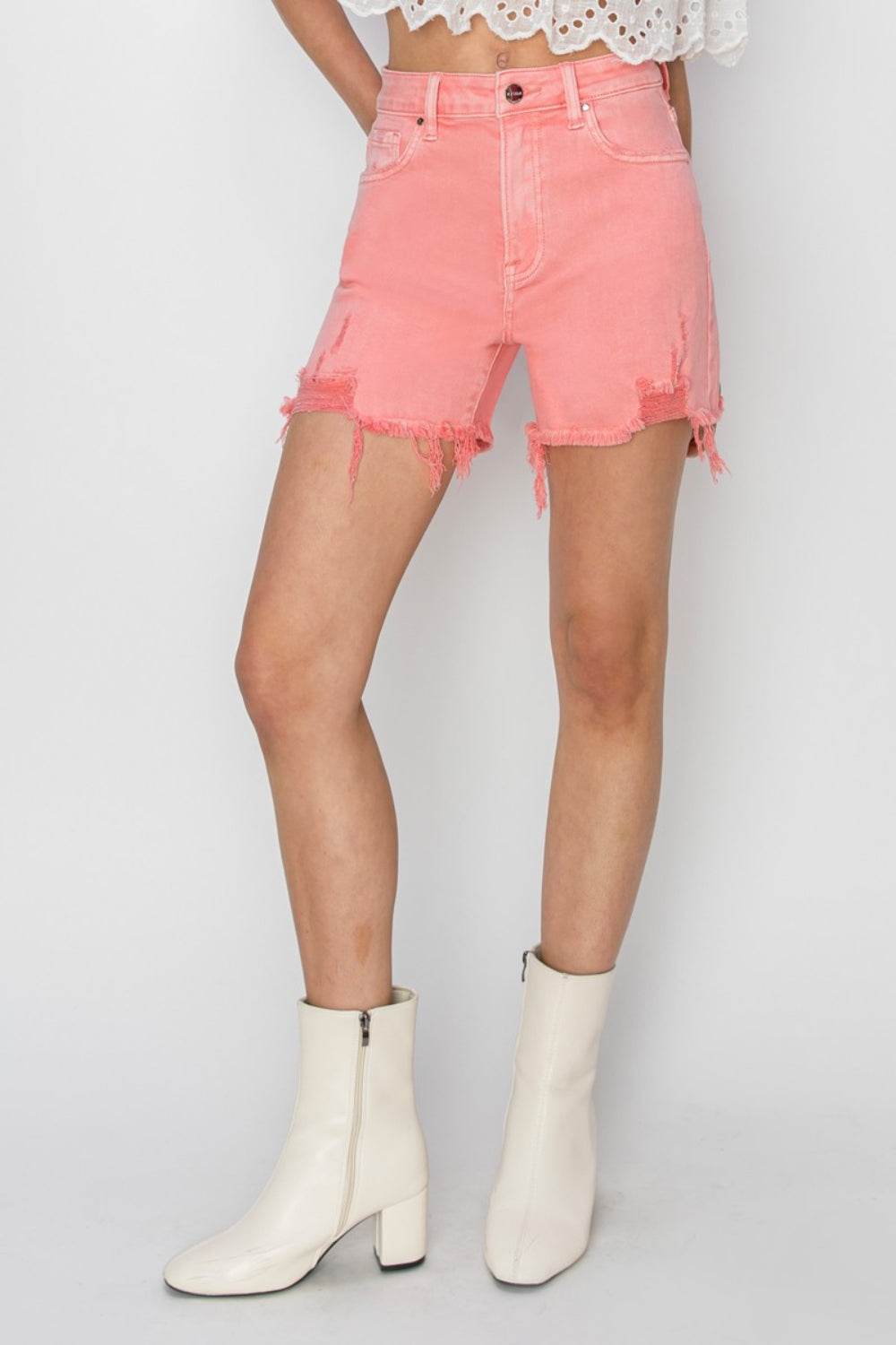 RISEN High Rise Distressed Women Denim Shorts