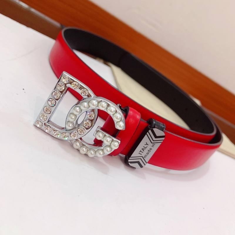 Dolce Gabbana Calfskin belt with bejeweled DG logo 'Red' Banlieue91