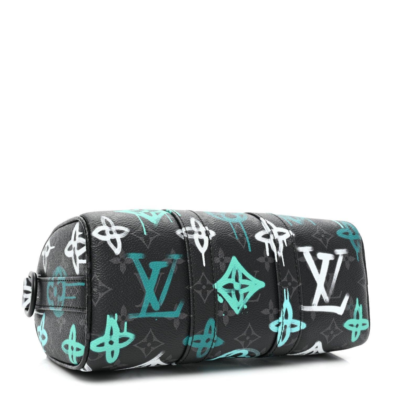 Louis Vuitton Monogram Eclipse LV Graffiti Keepall Bandouliere 25 'Green Light' Banlieue91