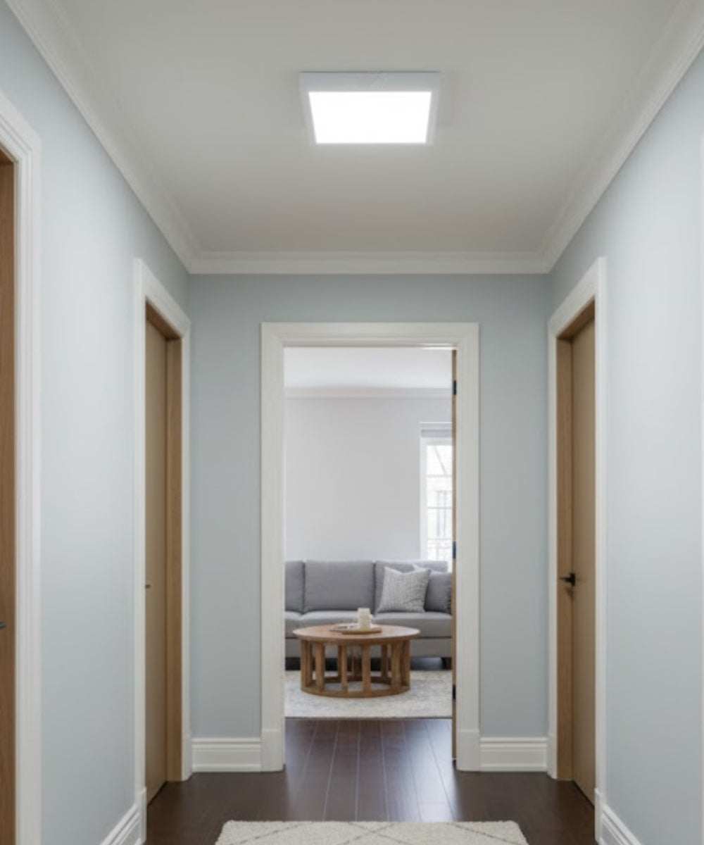 11"W 1-Light Square LED Flush Mount Light Fixture White Acrylic Finish LampsUSA