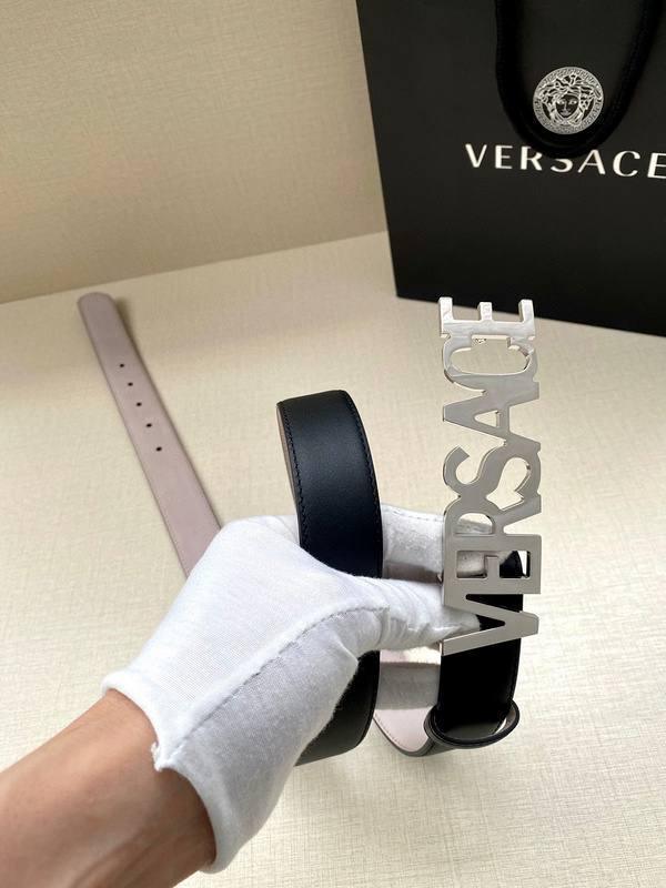 Versace Women's Leather Logo Decorated Buckle Belt Banlieue91
