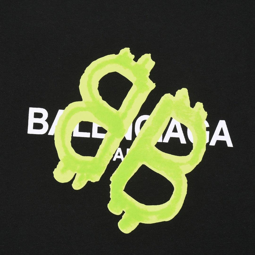 Balenciaga Black & Green T-Shirt Without Collar Banlieue91