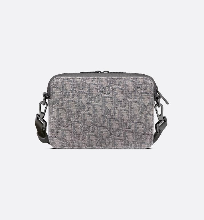 Zipped Pouch with Strap Grey and Black Dior Oblique Jacquard Banlieue91