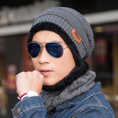Fashion Knitted Winter Hats For Men Thick and Warm Men Winter Hat Black Autumn Beanie Hat Men Wool Ski Hats Beanies Bonnet Scarf Hat Set Outdoor Sport Warm Beanies Hat For Men Knitted Hats Bandana Hiking Camping Kid Neck Warmer Cap Stevvex