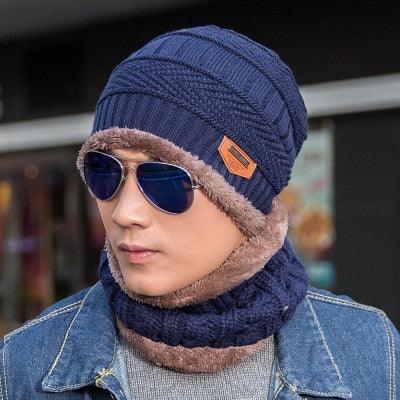 Fashion Knitted Winter Hats For Men Thick and Warm Men Winter Hat Black Autumn Beanie Hat Men Wool Ski Hats Beanies Bonnet Scarf Hat Set Outdoor Sport Warm Beanies Hat For Men Knitted Hats Bandana Hiking Camping Kid Neck Warmer Cap Stevvex