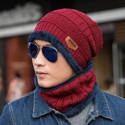 Fashion Knitted Winter Hats For Men Thick and Warm Men Winter Hat Black Autumn Beanie Hat Men Wool Ski Hats Beanies Bonnet Scarf Hat Set Outdoor Sport Warm Beanies Hat For Men Knitted Hats Bandana Hiking Camping Kid Neck Warmer Cap Stevvex