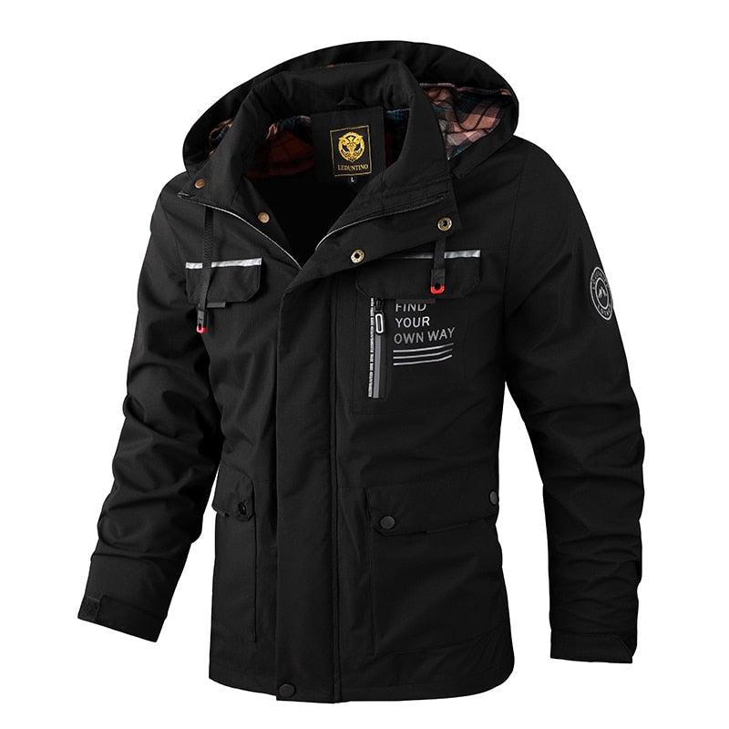 Fashion Men Casual Windbreaker Jacket Hooded Jacket Man Waterproof Outdoor Soft Men's Waterproof Windproof Jackets Breathable Snow Jacket With Hood Modern Winter Clothing Warm Thick Jacket For Outdoor Stevvex