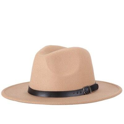 Fashion Men Fedoras Women's Fashion Jazz Hat Unisex Fashion Solid Color Large Hat Summer Spring Hat Luxury Blue Outdoor Hat Classic And Simple Wide Brim Fedora Hat Adjustable Hats For Men With Belt Buckle Stevvex