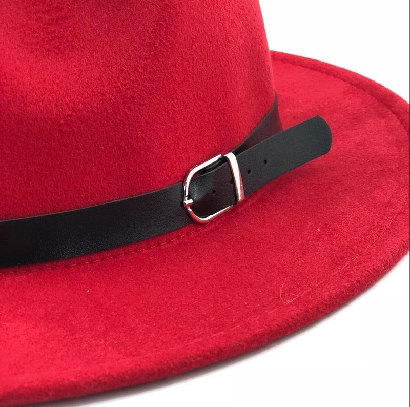 Fashion Men Fedoras Women's Fashion Jazz Hat Unisex Fashion Solid Color Large Hat Summer Spring Hat Luxury Blue Outdoor Hat Classic And Simple Wide Brim Fedora Hat Adjustable Hats For Men With Belt Buckle Stevvex