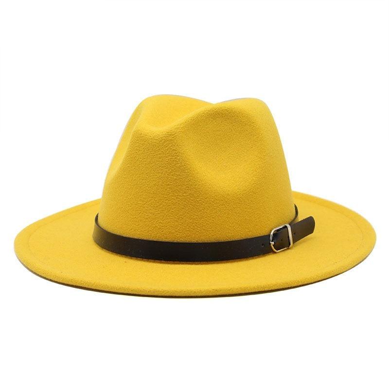 Fashion Men Fedoras Women's Fashion Jazz Hat Unisex Fashion Solid Color Large Hat Summer Spring Hat Luxury Blue Outdoor Hat Classic And Simple Wide Brim Fedora Hat Adjustable Hats For Men With Belt Buckle Stevvex