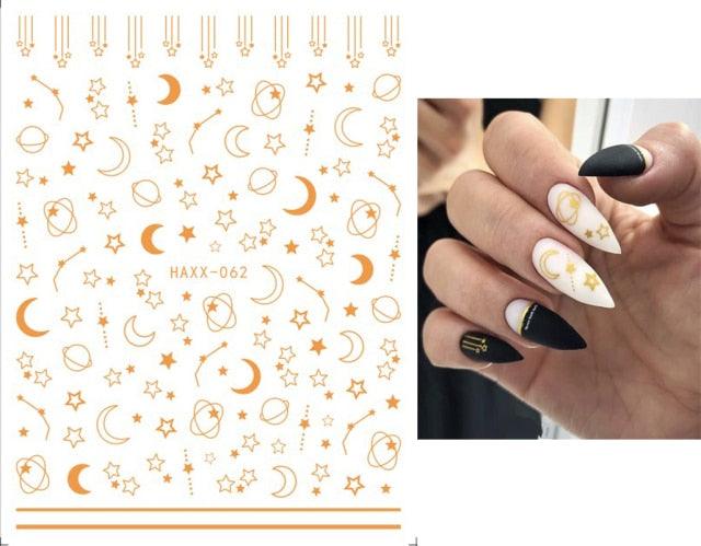 Fashion Nails Art Manicure Back Glue Decal Decorations Design Nail Sticker For Nails Tips Beauty Fun Nail Art Stickers Decal 3D Self-Adhesive Abstract Face Curve Graffiti Nail Design for Acrylic Nail Supplies Designer Nail Decorations for Women Girls Kids