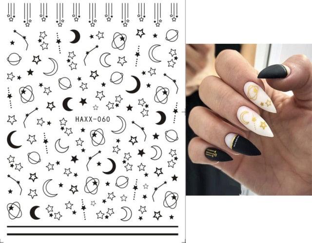 Fashion Nails Art Manicure Back Glue Decal Decorations Design Nail Sticker For Nails Tips Beauty Fun Nail Art Stickers Decal 3D Self-Adhesive Abstract Face Curve Graffiti Nail Design for Acrylic Nail Supplies Designer Nail Decorations for Women Girls Kids