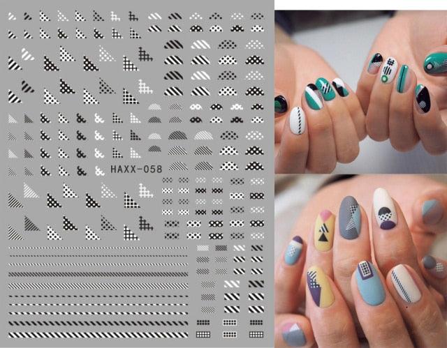 Fashion Nails Art Manicure Back Glue Decal Decorations Design Nail Sticker For Nails Tips Beauty Fun Nail Art Stickers Decal 3D Self-Adhesive Abstract Face Curve Graffiti Nail Design for Acrylic Nail Supplies Designer Nail Decorations for Women Girls Kids