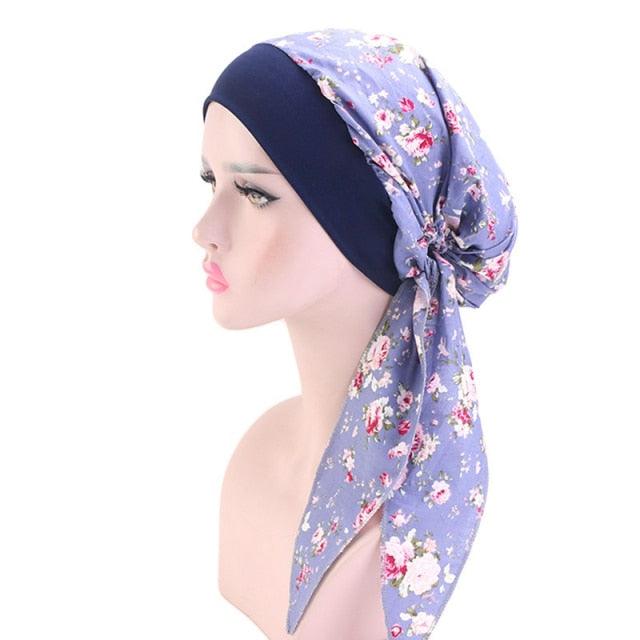 Fashion Printed Flowers Soft Beanie Turban Hat Inner Hijabs Cap Muslim Head Scarf Turban Bonnet Ladies Wrap Under Hijab Caps For Women Stevvex