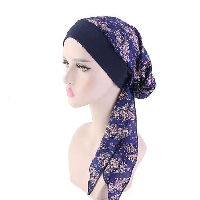Fashion Printed Flowers Soft Beanie Turban Hat Inner Hijabs Cap Muslim Head Scarf Turban Bonnet Ladies Wrap Under Hijab Caps For Women Stevvex