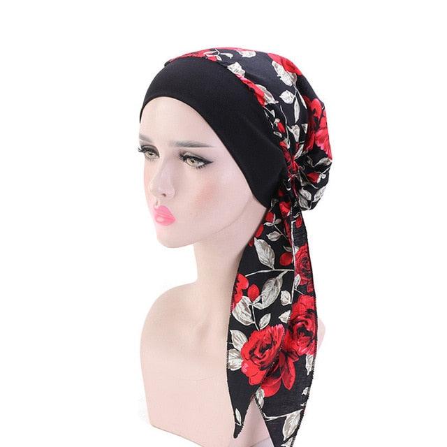 Fashion Printed Flowers Soft Beanie Turban Hat Inner Hijabs Cap Muslim Head Scarf Turban Bonnet Ladies Wrap Under Hijab Caps For Women Stevvex