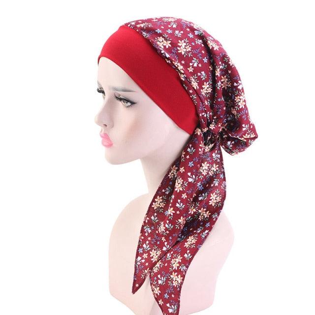 Fashion Printed Flowers Soft Beanie Turban Hat Inner Hijabs Cap Muslim Head Scarf Turban Bonnet Ladies Wrap Under Hijab Caps For Women Stevvex