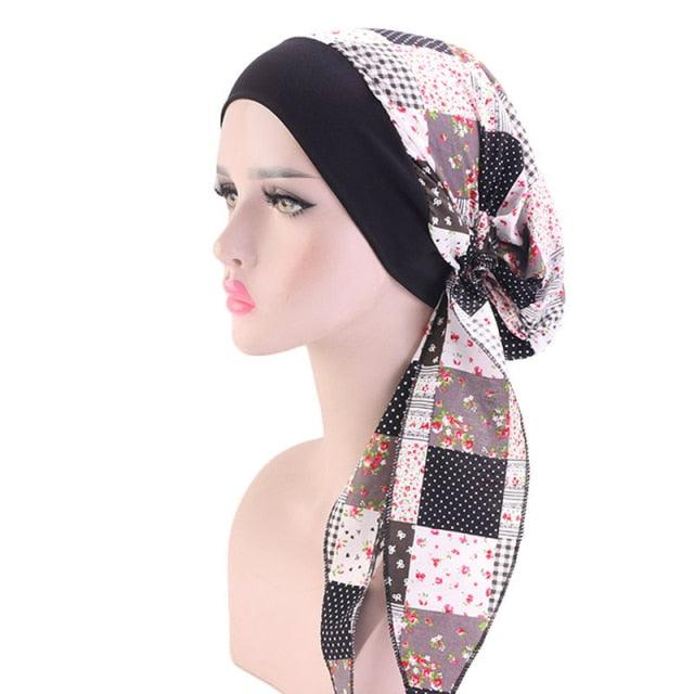 Fashion Printed Flowers Soft Beanie Turban Hat Inner Hijabs Cap Muslim Head Scarf Turban Bonnet Ladies Wrap Under Hijab Caps For Women Stevvex