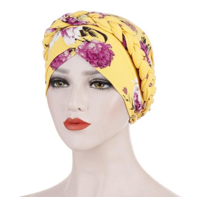 Fashion Soft Cotton Print Braid Turban Lightweight Muslim Turbans Head For Women Women's Hijabs Caps Hat Lightweight Inner Hijab Caps Elegant Arab Wrap Head Scarves Turban Scarf For Women Stevvex